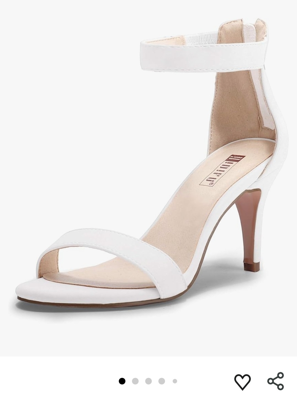 White Ankle-Strap Mid-Heel Sandals
